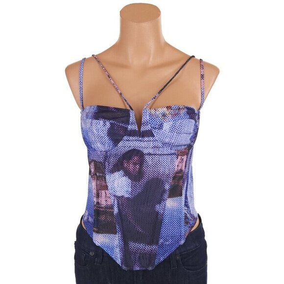 Miaou Aphex Corset Size XL Womens Blue Top $265 - Picture 2 of 15